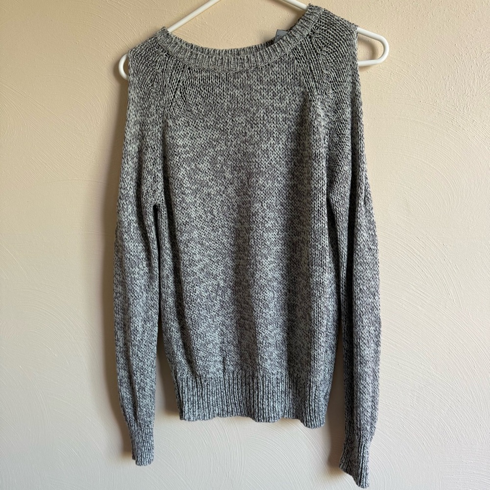 Quinn Heathered Knit Sweater with Shoulder Cutouts and Sexy Back!